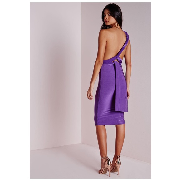 MIssguided Purple Multiway Slinky Midi Dress - Picture 2 of 7